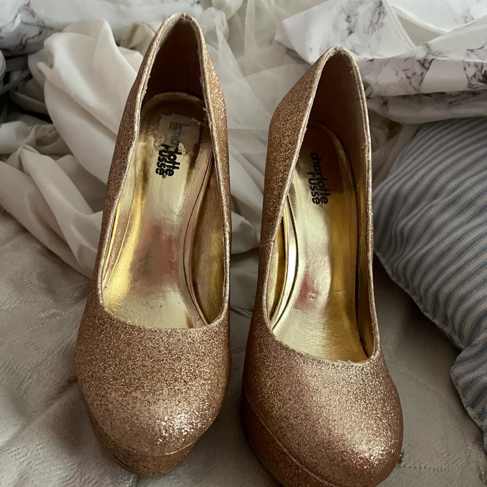 Charlotte Russe Gold Sparkle Heels